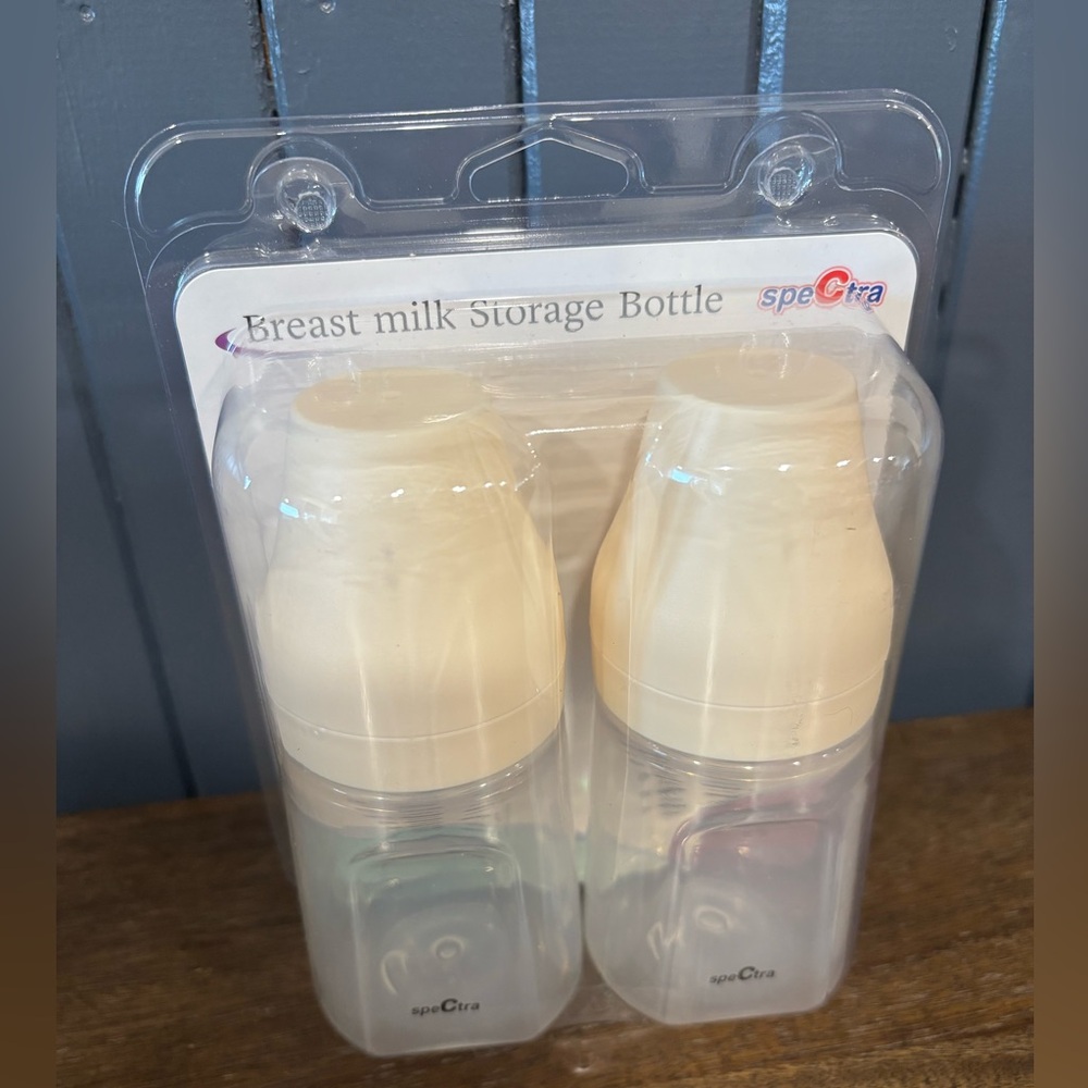 Spectra Breast Milk Storage Bottles - Clear with Cream Caps (Set of 2)